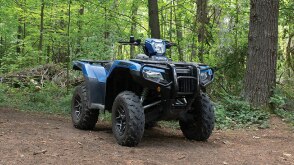   A parked Rubicon on a forest trail 