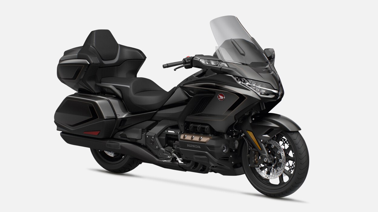 3/4 front angle of 2026 Gold Wing Tour black