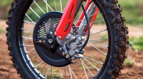 The brake on the tire of a Honda CRF450RX