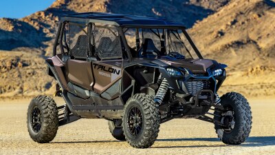 Close up rear view of Talon 2-P suspension.