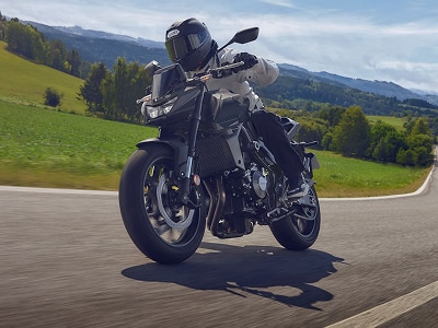 A rider on a Honda motorcycle 