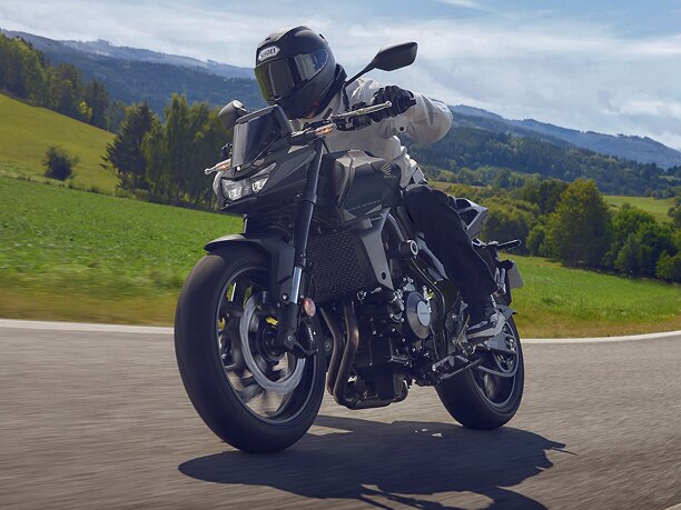 A rider on a Honda motorcycle 